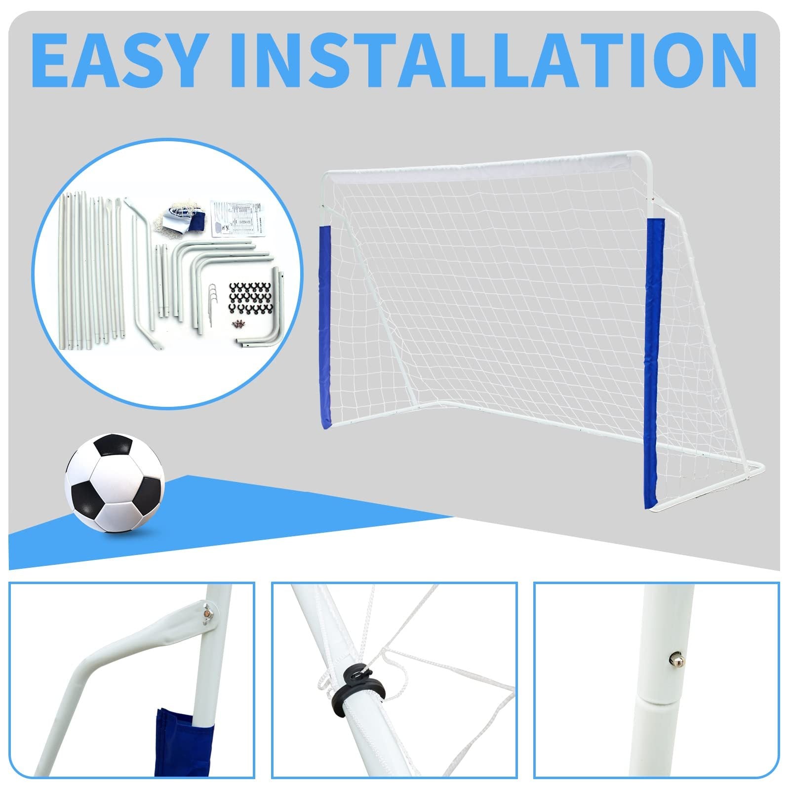 Kids Soccer Goals For Backyard Portable Youth Soccer Goal With Net 8X5 Ft White Iron