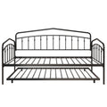 Fox Twin Daybed With Twin Trundle, Black Box Spring Not Required Twin Black Metal Bedroom Daybeds Metal