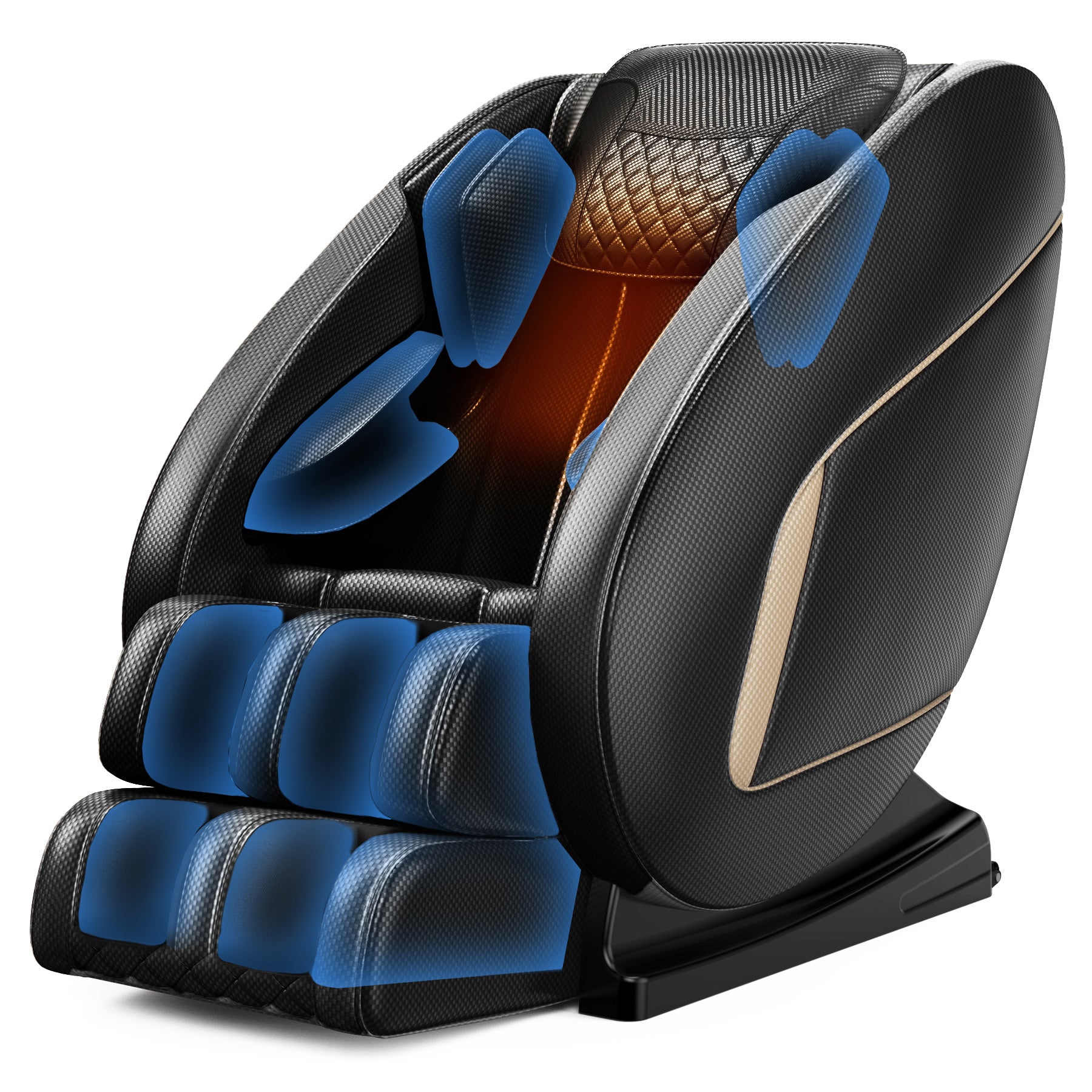 Massage Chair Blue Tooth Connection And Speaker, Easy To Use At Home And In The Office And Recliner With Zero Gravity With Full Body Air Pressure, 001, 50D X 26W X 40H In, Black3 Black Pu Leather