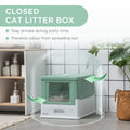 Pawhut Fully Enclosed Cat Litter Box With Scoop, Hooded Cat Litter House With Drawer Type Tray, Foldable Smell Proof Cat Potty With Front Entry, Top Exit, Portable Pet Toilet With Large Space, Green Green Polypropylene