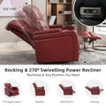 270 Degree Swivel Pu Leather Power Recliner Individual Seat Home Theater Recliner With Comforable Backrest, Tray Table, Phone Holder, Cup Holder, Usb Port, Hidden Arm Storage For Living Room, Red Red Foam Pu Leather