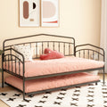 Fox Twin Daybed With Twin Trundle, Black Box Spring Not Required Twin Black Metal Bedroom Daybeds Metal