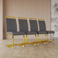 Modern Dining Chairs,Pu Faux Leather High Back Upholstered Side Chair With C Shaped Tube. Plating Golden Metal Legs For Dining Room Kitchen Vanity Patio Club Guest Office Chair Set Of 2 Grey Pu Grey Kitchen Dining Chairs Foam Pu