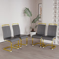 Modern Dining Chairs,Pu Faux Leather High Back Upholstered Side Chair With C Shaped Tube. Plating Golden Metal Legs For Dining Room Kitchen Vanity Patio Club Guest Office Chair Set Of 2 Grey Pu Grey Kitchen Dining Chairs Foam Pu