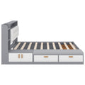 Queen Size Low Profile Platform Bed Frame With Upholstery Headboard And Storage Shelves And Drawers,Usb Charging Design,Gray Queen Gray Solid Wood Mdf