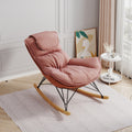 Leisure Sofa Single Rocking Chair, Light Luxury Sofa Chair, Balcony Leisure Area Single Chair, Comfortable And Characteristic Chair, Detachable And Washable Seat Cushion Color: Pink Pink Velvet