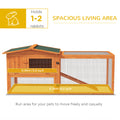 Pawhut Rabbit Hutch 2 Story Bunny Cage Small Animal House With Slide Out Tray, Detachable Run, For Indoor Outdoor, 61.5