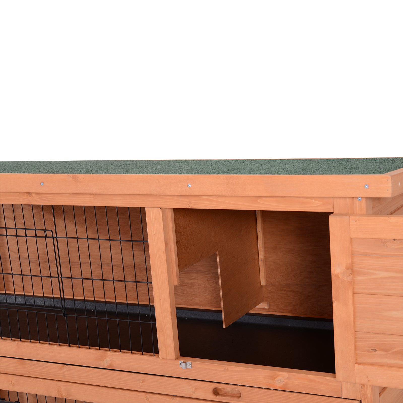 Pawhut 54" 2 Story Large Rabbit Hutch Bunny Cage Wooden Pet House Small Animal Habitat With Lockable Doors, No Leak Tray And Waterproof Roof For Outdoor Indoor Orange Orange Wood