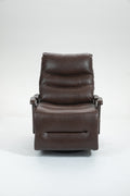 Swivel Rocker Recliner Power Glider Chair With Solid Wood Armrests Extra Wide Reclining Sofa Chair Upholstered Faux Leather Living Room Single Sofa 350 Lbs Brown Pu Leather