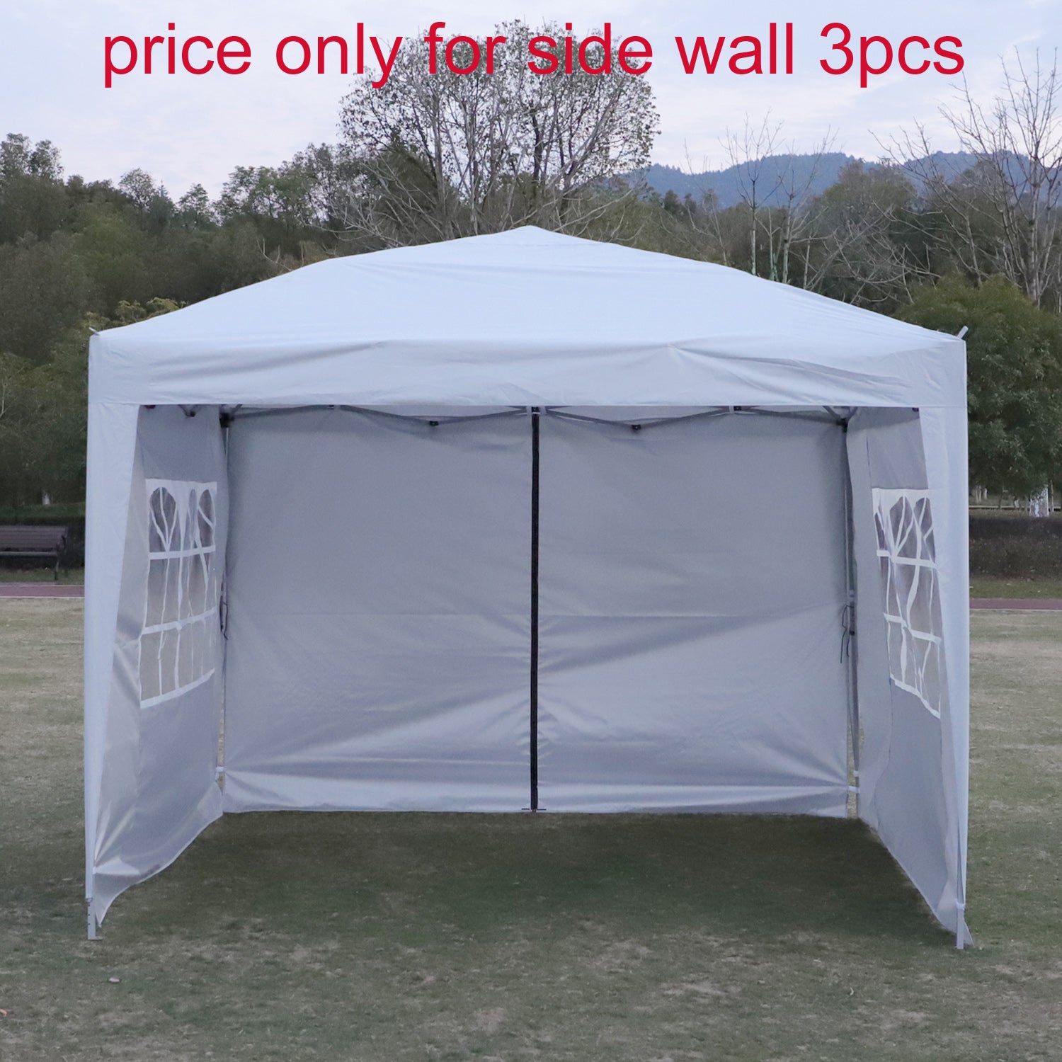 Canopy Sidewall For 10X10Ft Pop Up Canopy Tent, 3 Pack Sunwall, 2Pcs With Windows,1Pcs Without Windows.White White Polyester