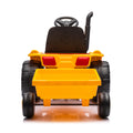 12V Kids Ride On Tractor Electric Excavator Battery Powered Motorized Car For Kids Ages 3 6, Withdetachable Trailer, Remote Control, & Bright Headlight, Yellow Yellow Polyvinyl Chloride