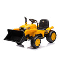 12V Kids Ride On Tractor Electric Excavator Battery Powered Motorized Car For Kids Ages 3 6, With Front Loader, Digging Handle, Remote Control, & Bright Headlight, Yellow Yellow Polyvinyl Chloride