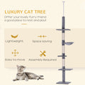 Pawhut 9' Adjustable Height Floor To Ceiling Vertical Cat Tree Grey And White Gray Particle Board