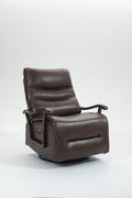 Swivel Rocker Recliner Power Glider Chair With Solid Wood Armrests Extra Wide Reclining Sofa Chair Upholstered Faux Leather Living Room Single Sofa 350 Lbs Brown Pu Leather