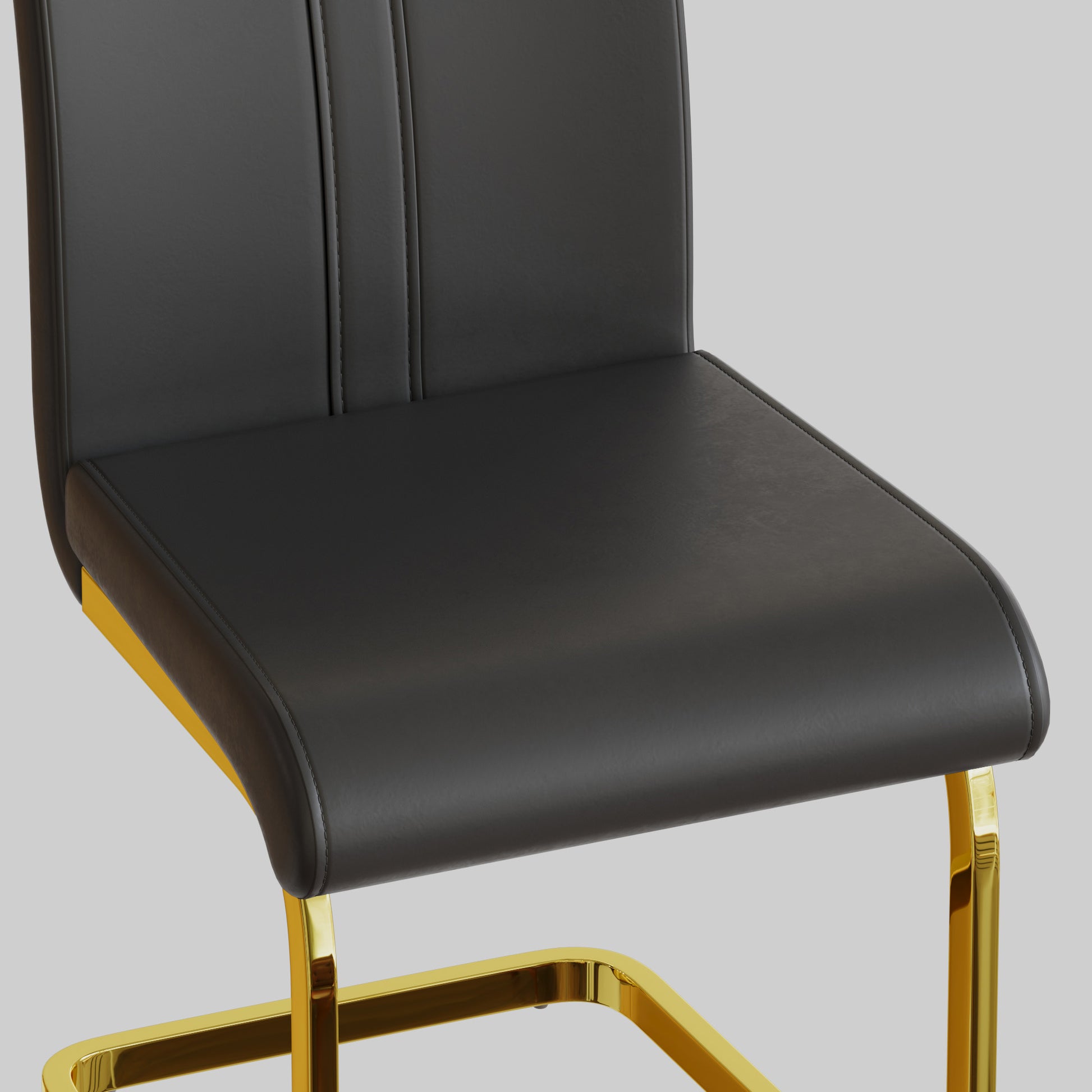 Modern Dining Chairs,Pu Faux Leather High Back Upholstered Side Chair With C Shaped Tube. Plating Golden Metal Legs For Dining Room Kitchen Vanity Patio Club Guest Office Chair Set Of 2 Grey Pu Grey Kitchen Dining Chairs Foam Pu