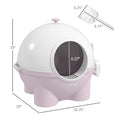 Pawhut Hooded Cat Litter Box, Large Kitty Litter Pan With Lid, Scoop, Leaking Sand Pedal, Top Handle, Light Pink Pink Polypropylene