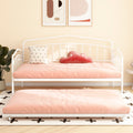 Fox Twin Daybed With Twin Trundle, White Box Spring Not Required Twin White Metal Bedroom Daybeds Metal