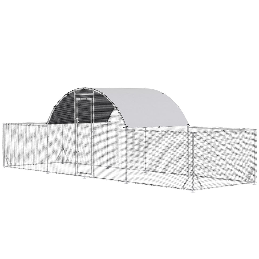 Pawhut Large Metal Chicken Coop Chicken Run For Chicken, Ducks And Rabbits With Waterproof And Anti Uv Cover, Walk In Poultry Cage Hen House For Outdoor And Yard Farm Use, 21.7' X 6.2' X 6.4' Silver Steel