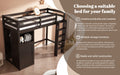 Twin Loft Bed With Wardrobe, Storage Shelves And Ladder, Espresso Twin Espresso Solid Wood Mdf