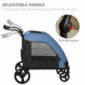 Pawhut Pet Stroller Universal Wheel With Storage Basket Ventilated Foldable Oxford Fabric For Medium Size Dogs, Blue Blue Iron