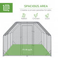 Pawhut Large Chicken Coop Metal Chicken Run With Waterproof And Anti Uv Cover, Flat Shaped Walk In Fence Cage Hen House For Outdoor And Yard Farm Use, 1