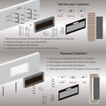 50 Inch Electric Fireplace, Recessed And Wall Mounted Fireplace Powder Coated Electric Antique Black Vent Free Yes Tempered Glass Sheet Metal Plastic Electric