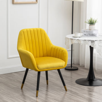 Tuchico Contemporary Velvet Upholstered Accent Chair, Yellow Yellow Velvet