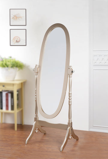 Traditional Queen Anna Style Wood Floor Cheval Mirror, Gold Finish Gold Wood