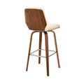 Swivel Barstool With Channel Stitching And Wooden Support, Brown And Cream Cream Brown Wood Metal