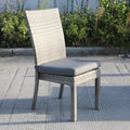 Balcones Outdoor Wicker Dining Chairs With Cushions, Set Of 8, Gray Dark Gray Gray Aluminium Wicker