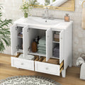 36'' Bathroom Vanity With Resin Sink Combo,Solid Wood Frame Bathroom Storage Cabinet, Freestanding Vanity Set With 4 Soft Closing Doors& 2 Drawers 2 White 4 5 Adjustable Shelves Bathroom Freestanding Solid Wood Mdf Resin Painted