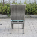 Balcones Outdoor Wicker Dining Chairs With Cushions, Set Of 8, Gray Aqua Gray Aluminium Wicker