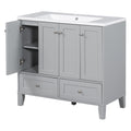 36'' Bathroom Vanity With Resin Sink Combo,Solid Wood Frame Bathroom Storage Cabinet, Freestanding Vanity Set With 4 Soft Closing Doors& 2 Drawers Same As Sw000124Aae Grey Bathroom Modern Solid Wood