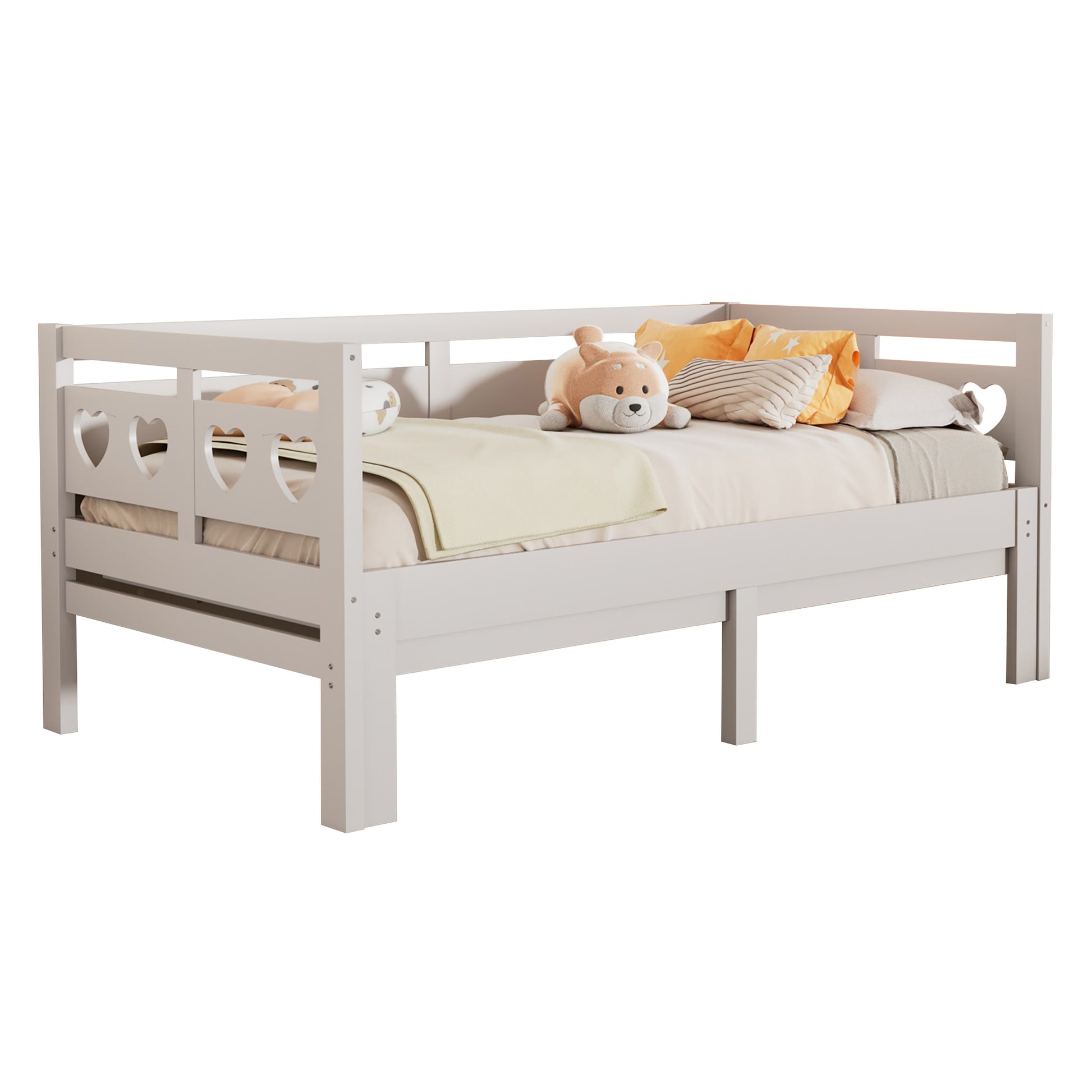 Twin Extending Daybed With Trundle, Wooden Daybed, White Twin White Solid Wood Mdf