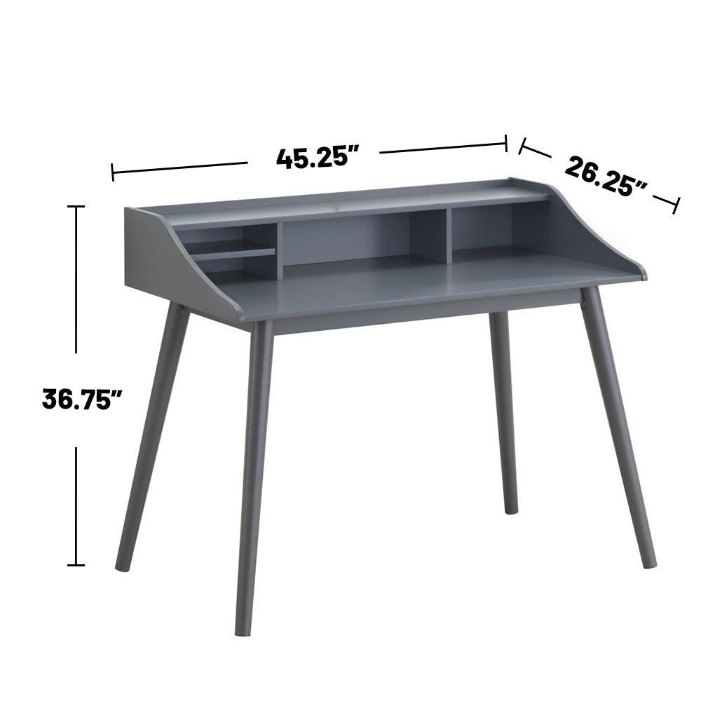 4 Compartment Writing Desk In Grey Grey Writting Desk Rectangular Mdf