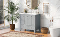 36'' Bathroom Vanity With Resin Sink Combo,Solid Wood Frame Bathroom Storage Cabinet, Freestanding Vanity Set With 4 Soft Closing Doors& 2 Drawers Same As Sw000124Aae Grey Bathroom Modern Solid Wood