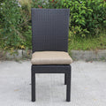 Balcones Outdoor Wicker Dining Chairs With Cushions, Set Of 8, Brown Chocolate Brown Aluminium Wicker