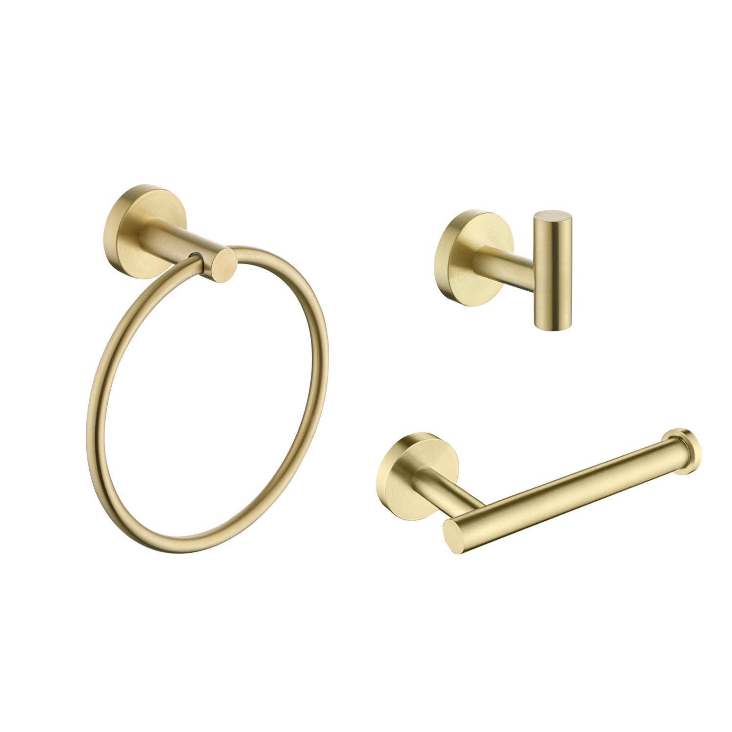 3 Piece Bathroom Hardware Set Brushed Gold Stainless Steel