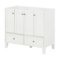 36'' Bathroom Vanity Without Countertop,Solid Wood Frame Bathroom Storage Cabinet Only, Freestanding Vanity With 4 Soft Closing Doors& 2 Drawers 2 White 4 5 Adjustable Shelves Freestanding Solid Wood Mdf Painted