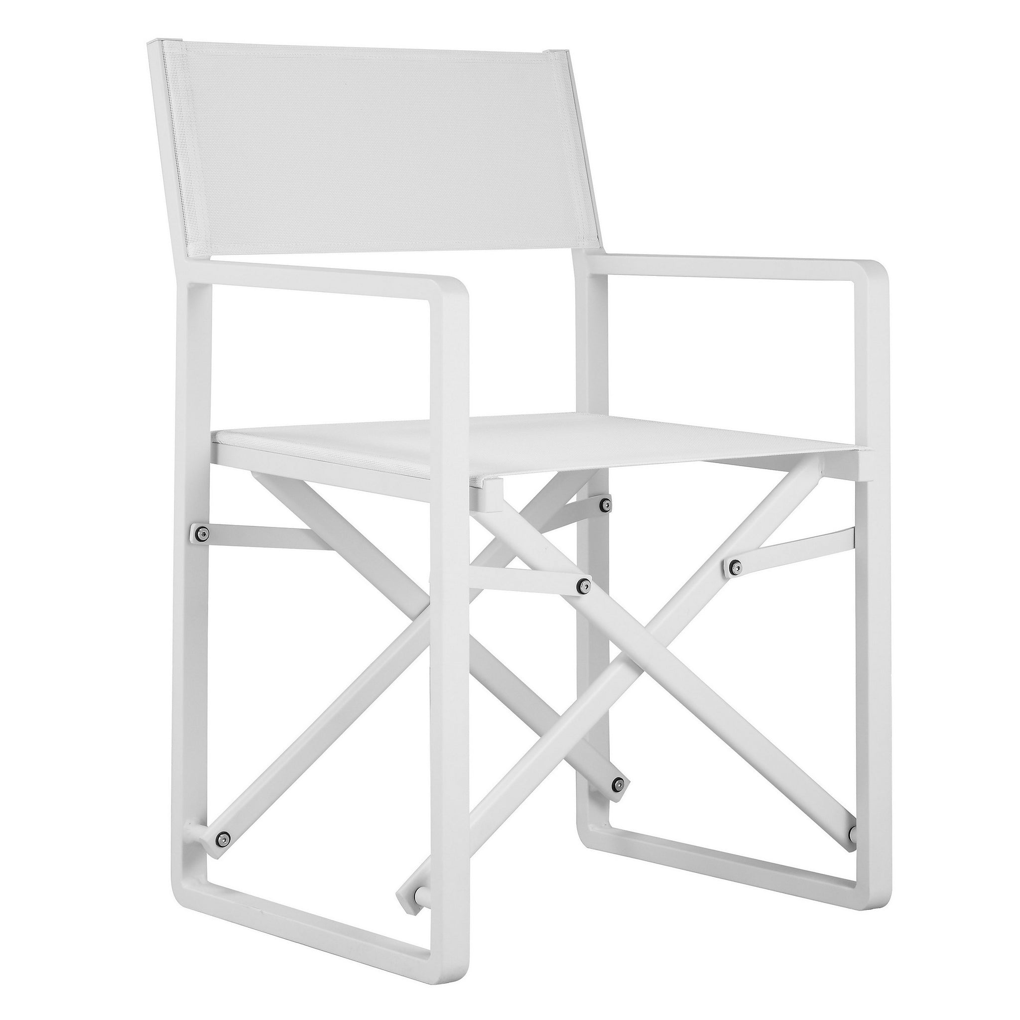 Keli 20 Inch Outdoor Armchair, Crisp White Finish, Foldable, Set Of 2 White Aluminum