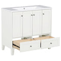 36'' Bathroom Vanity With Resin Sink Combo,Solid Wood Frame Bathroom Storage Cabinet, Freestanding Vanity Set With 4 Soft Closing Doors& 2 Drawers 2 White 4 5 Adjustable Shelves Bathroom Freestanding Solid Wood Mdf Resin Painted