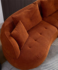 Wks7C Orange Sectional Sofa With Removable Pillows, Durable Fabric, Solid Wood Frame, High Density Sponge Filler Orange Fabric 4 Seat