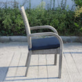 Balcones Outdoor Wicker Dining Chairs With Cushions, Set Of 8, Gray Navy Gray Aluminium Wicker