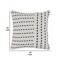 Fabric Throw Pillow With Embellished Handwoven Pattern, Beige And Blue Beige Blue Fabric