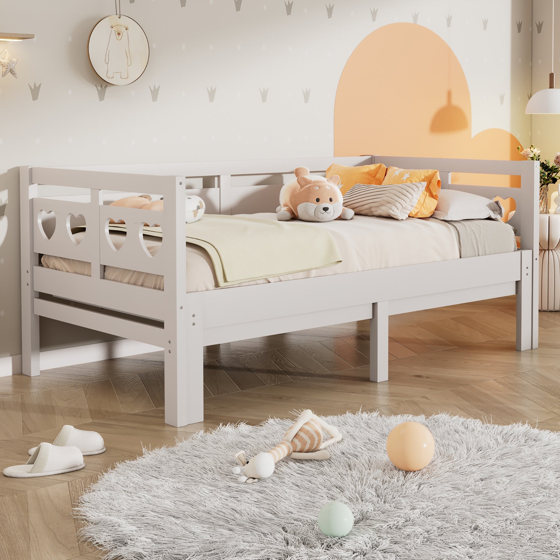 Twin Extending Daybed With Trundle, Wooden Daybed, White Twin White Solid Wood Mdf