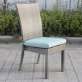 Balcones Outdoor Wicker Dining Chairs With Cushions, Set Of 8, Gray Aqua Gray Aluminium Wicker