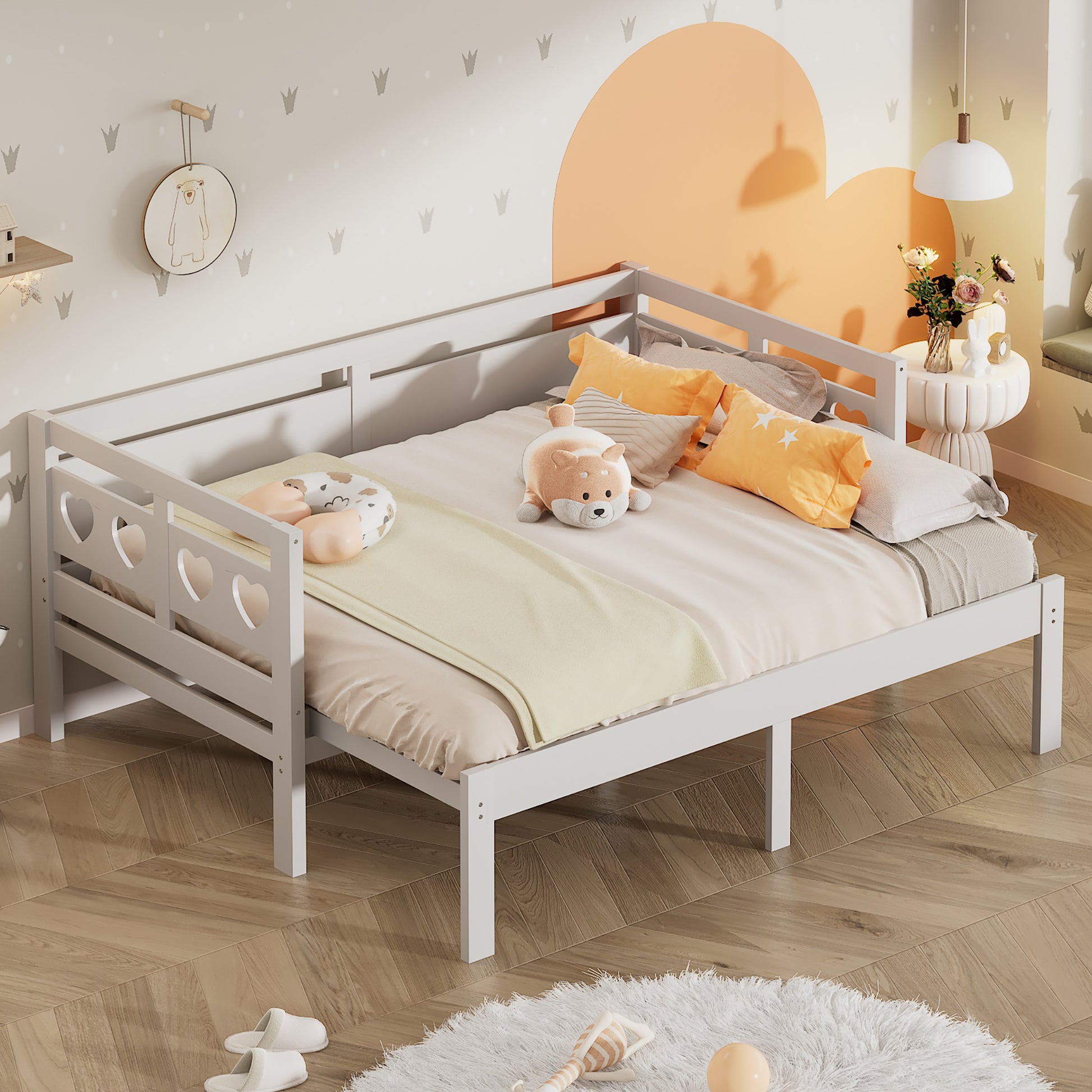 Twin Extending Daybed With Trundle, Wooden Daybed, White Twin White Solid Wood Mdf