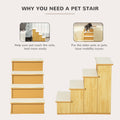 Pawhut Pet Stairs, Small Pet Steps With Cushioned Removable Covering For Dogs And Cats Up To 22 Lbs., Natural Natural Mdf