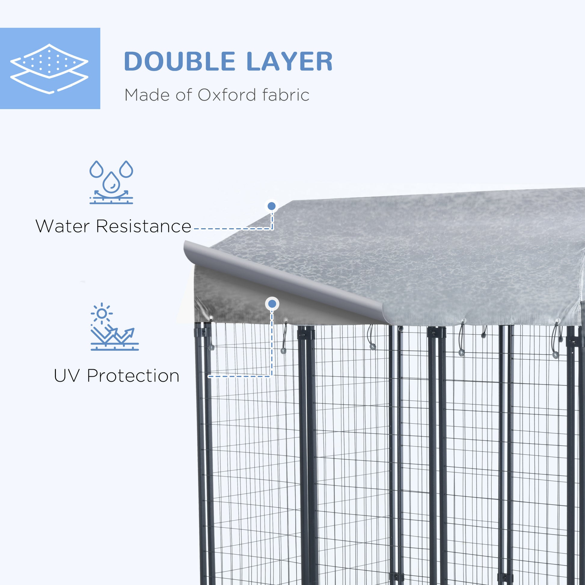 Pawhut 6' X 4' X 6' Dog Playpen Outdoor, Dog Kennel Dog Exercise Pen With Lockable Door, Water Resistant Canopy, For Medium And Large Dogs Black Steel