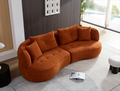 Wks7C Orange Sectional Sofa With Removable Pillows, Durable Fabric, Solid Wood Frame, High Density Sponge Filler Orange Fabric 4 Seat